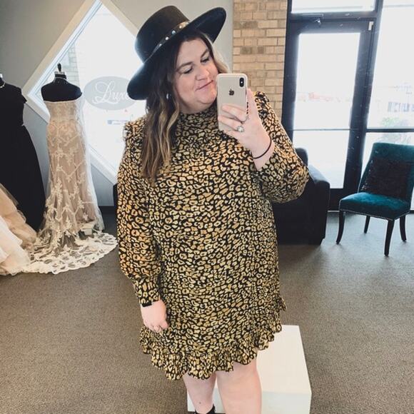 Who What Wear Target 3X Leopard Chiffon Ruffle Dress - Picture 8 of 11